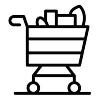 Shopping cart icon, outline style vector