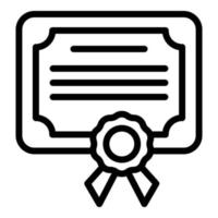 icono de certificado escolar, estilo de esquema vector