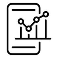 Result money graph on phone icon, outline style vector