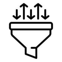 Result money grow funnel icon, outline style vector