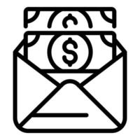 Result money cash envelope icon, outline style vector