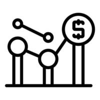 Result money graph icon, outline style vector