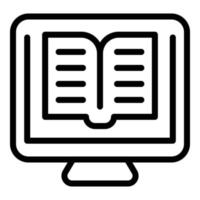 Online book market studies icon, outline style vector