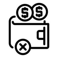 Full wallet payment cancellation icon, outline style vector