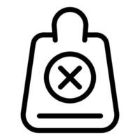 Reject shop bag icon, outline style vector