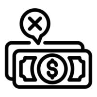 Money cash payment cancellation icon, outline style vector