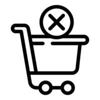 Shop cart payment cancellation icon, outline style vector