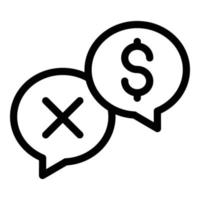 Chat payment rejection icon, outline style vector