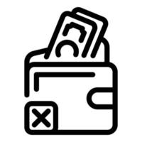 Wallet payment cancellation icon, outline style vector