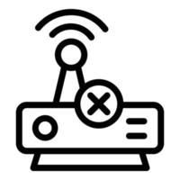 Blocked internet router icon, outline style vector