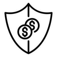 Secured shield compensation icon, outline style vector