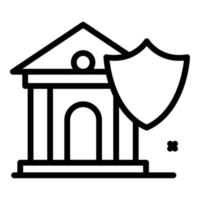 Secured bank icon, outline style vector