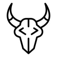 rancho, vaca, cráneo, icono, contorno, estilo vector