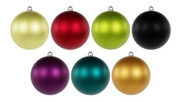 Set of Christmas balls baubles. Christmas ornament set isolated on white background. 3D rendering. photo