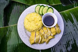 Vietnamese Food. Tasty Vietnamese food served on the top of a banana leaf. photo