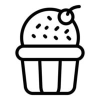 icono de muffin de postre, estilo de esquema vector