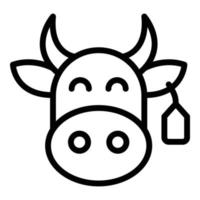 icono de vaca de rancho, estilo de esquema vector