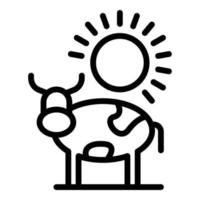 Ranch cow under sun icon, outline style vector