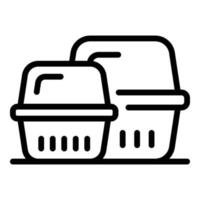 Takeout containers icon, outline style vector