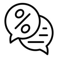 Percent sale chat icon, outline style vector