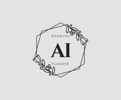 Initial AI feminine logo. Usable for Nature, Salon, Spa, Cosmetic and Beauty Logos. Flat Vector Logo Design Template Element.
