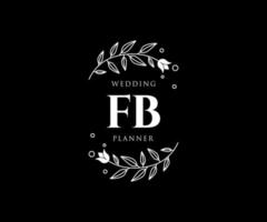 colección de logotipos de monogramas de boda con letras iniciales fb, plantillas florales y minimalistas modernas dibujadas a mano para tarjetas de invitación, guardar la fecha, identidad elegante para restaurante, boutique, café en vectores