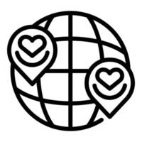 icono global de caridad social, estilo de esquema vector