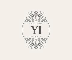 colección de logotipos de monograma de boda con letras iniciales de yi, plantillas florales y minimalistas modernas dibujadas a mano para tarjetas de invitación, guardar la fecha, identidad elegante para restaurante, boutique, café en vector