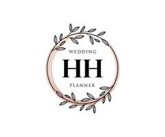 colección de logotipos de monograma de boda con letras iniciales hh, plantillas florales y minimalistas modernas dibujadas a mano para tarjetas de invitación, guardar la fecha, identidad elegante para restaurante, boutique, café en vector