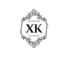 colección de logotipos de monograma de boda con letras iniciales xk, plantillas florales y minimalistas modernas dibujadas a mano para tarjetas de invitación, guardar la fecha, identidad elegante para restaurante, boutique, café en vector