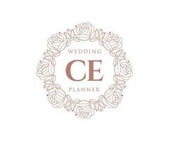 CE Initials letter Wedding monogram logos collection, hand drawn modern minimalistic and floral templates for Invitation cards, Save the Date, elegant identity for restaurant, boutique, cafe in vector