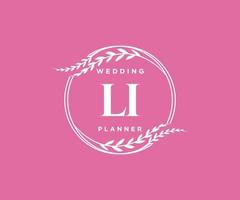 LI Initials letter Wedding monogram logos collection, hand drawn modern minimalistic and floral templates for Invitation cards, Save the Date, elegant identity for restaurant, boutique, cafe in vector