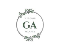 colección de logotipos de monograma de boda con letras iniciales de ga, plantillas florales y minimalistas modernas dibujadas a mano para tarjetas de invitación, guardar la fecha, identidad elegante para restaurante, boutique, café en vectores