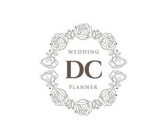 colección de logotipos de monogramas de boda con letras iniciales dc, plantillas florales y minimalistas modernas dibujadas a mano para tarjetas de invitación, guardar la fecha, identidad elegante para restaurante, boutique, café en vector