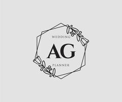 Initial AG feminine logo. Usable for Nature, Salon, Spa, Cosmetic and Beauty Logos. Flat Vector Logo Design Template Element.