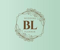 colección de logotipos de monograma de boda con letras iniciales bl, plantillas florales y minimalistas modernas dibujadas a mano para tarjetas de invitación, guardar la fecha, identidad elegante para restaurante, boutique, café en vector