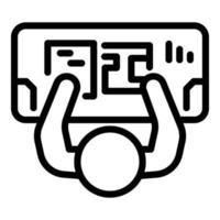 Ergonomic workplace icon, outline style vector