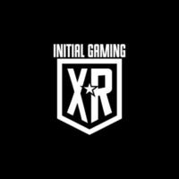 XR initial gaming logo with shield and star style design vector