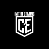 CE initial gaming logo with shield and star style design vector