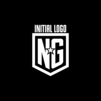 NG initial gaming logo with shield and star style design vector