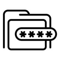 Password folder icon, outline style vector