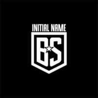 BS initial gaming logo with shield and star style design vector
