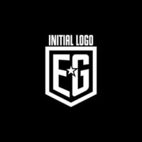 EG initial gaming logo with shield and star style design vector