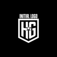 HG initial gaming logo with shield and star style design vector