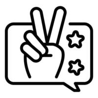 Fingers victory icon, outline style vector