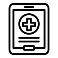 Mobile medical card icon, outline style vector