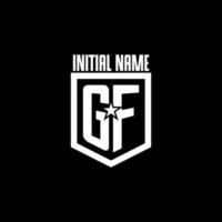 GF initial gaming logo with shield and star style design vector