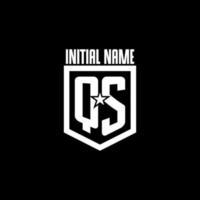 QS initial gaming logo with shield and star style design vector