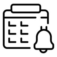 Task schedule bell calendar icon, outline style vector