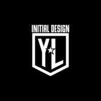 YL initial gaming logo with shield and star style design vector